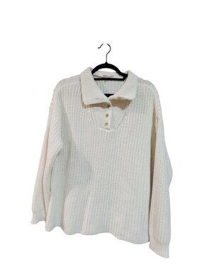 Talbots Haven Well Within Womens Cream Knit Collared Sweater  Size L